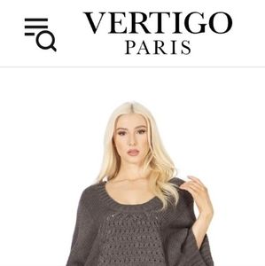 Vertigo Sculpted Dolman Lattice Charcoal Sweater, Small